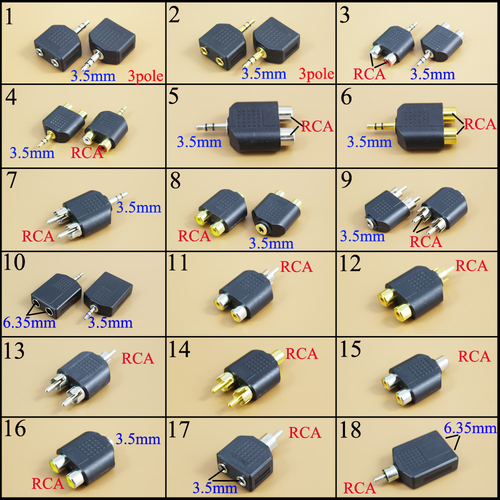 Earphone Splitter Jack - Adaptador de Áudio Estéreo AV com